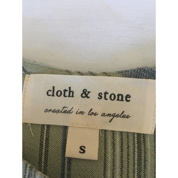 Anthropologie Cloth & Stone Dress Sz Small Green Short Sleeve Buttons Hi Lo Hem - Picture 8 of 12